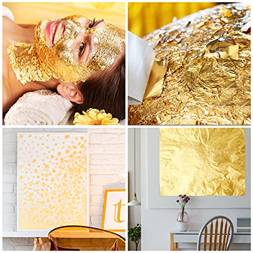 FEPITO 150 feuilles imitation feuille d'or pour projet d'art décoration artisanale, dorure artisanale, création DIY (14x14cm) – vue 5
