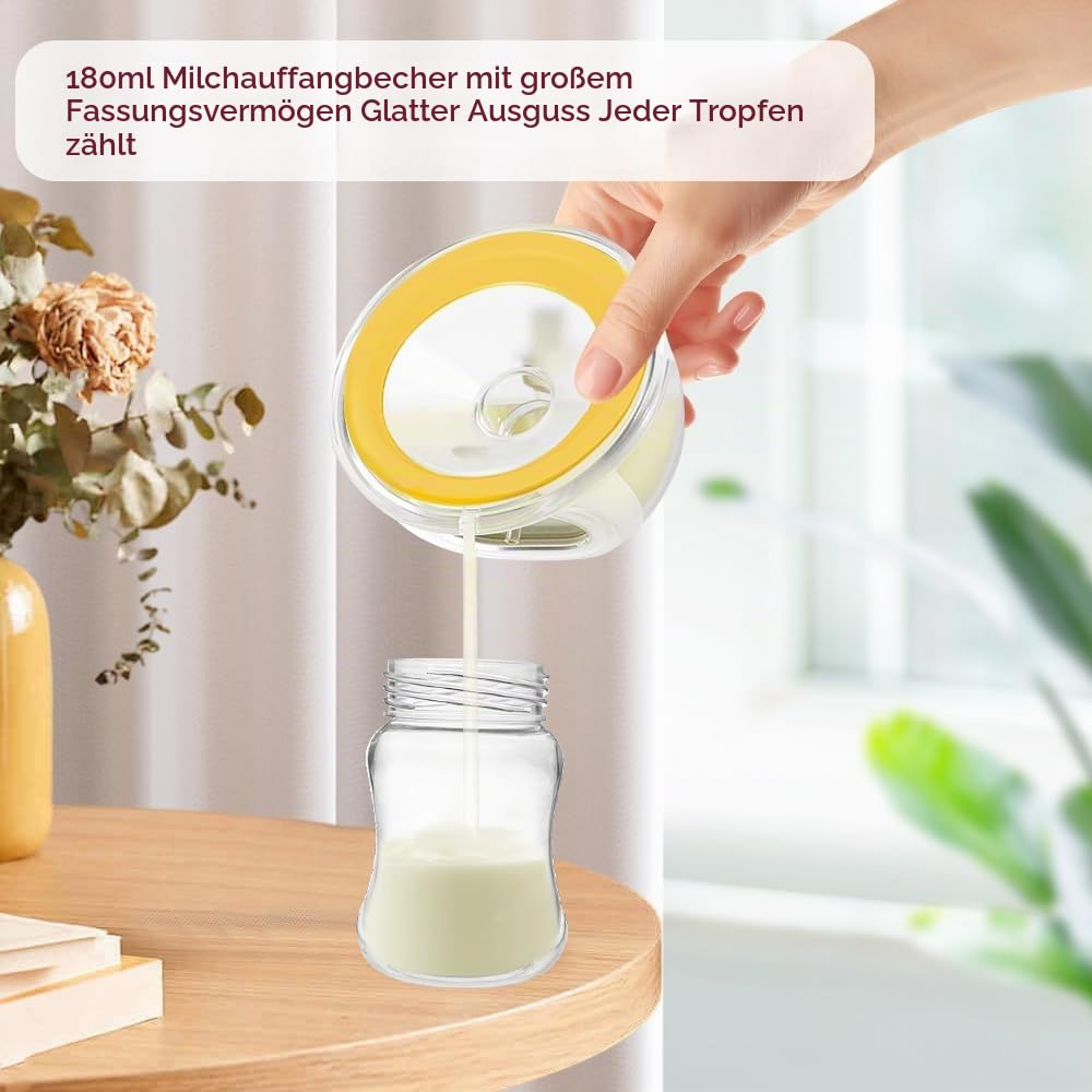 PumpMom-us Tragbare elektrische Milchpumpe, doppelte Hände frei Stillpumpen mit 3 Modellen & 9 Stufen, geräuscharm wiederaufladbar mit Aufbewahrungskoffer, 180 ml Milchbecher, BPA-frei (1 Pack)