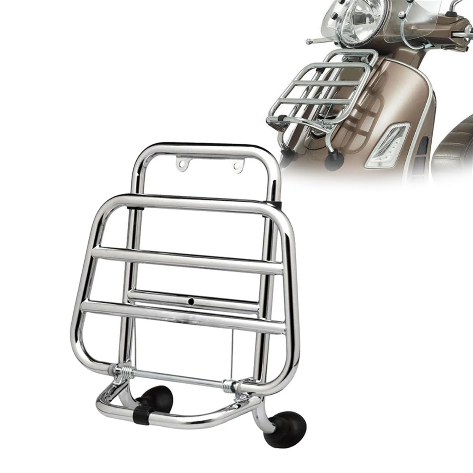 Portapacchi Anteriore In Acciaio Inox Nero Per Vespa GTS 300 ABS 2014-2018 2015 2016 2017