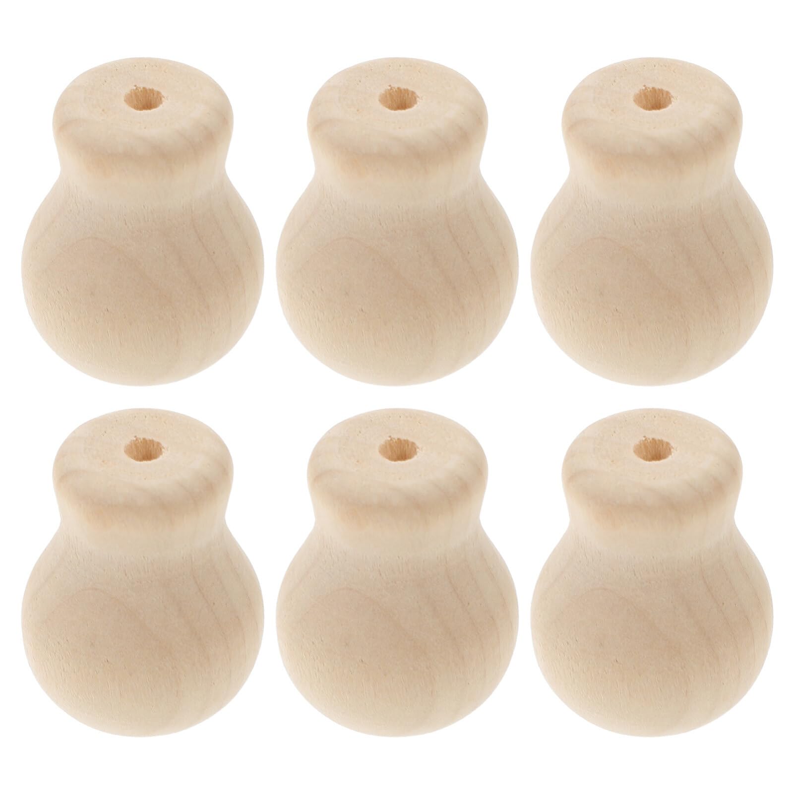 Luxshiny 6pcs Wooden Blind Cord Knob Window Blinds Pull Tassel Unfinished Hanging Ball Pulls Blind Cord Knobs Drops for Curtain Craft Blinds or Shades Accessories