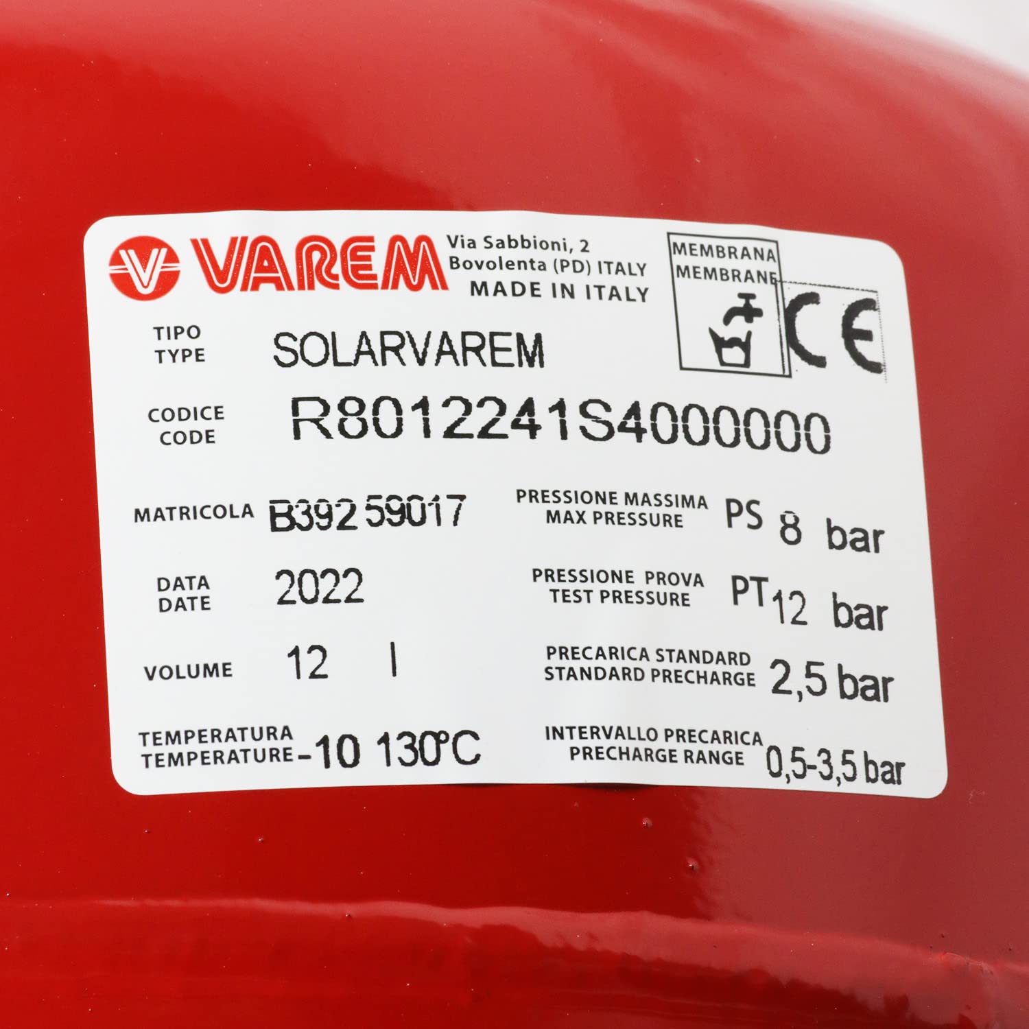 1033539 - VAREM VASO DI ESPANSIONE PER SOLARE SOLARVAREM CE 130°C - Foto 10
