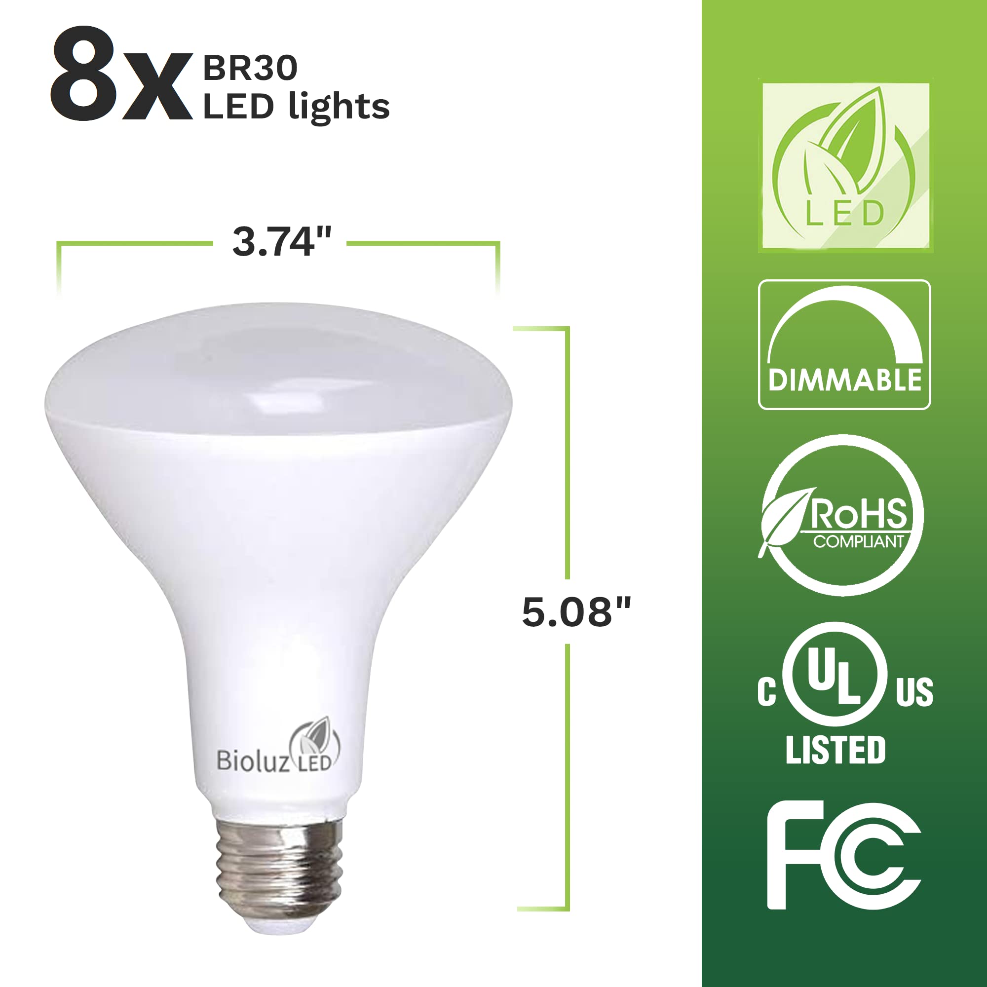 Bioluz LED BR30 Lampadina - 800 Lumen, Dimmerabile, 3000K Soft White, E26 - Foto 3