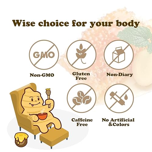 Miniatura 32 de Pocas Honey Ginger - Té instantáneo en polvo, sabor dátil, paquete de 2 unidades, extracto de jengibre y miel real, té sin cafeína, 20 paquetes por