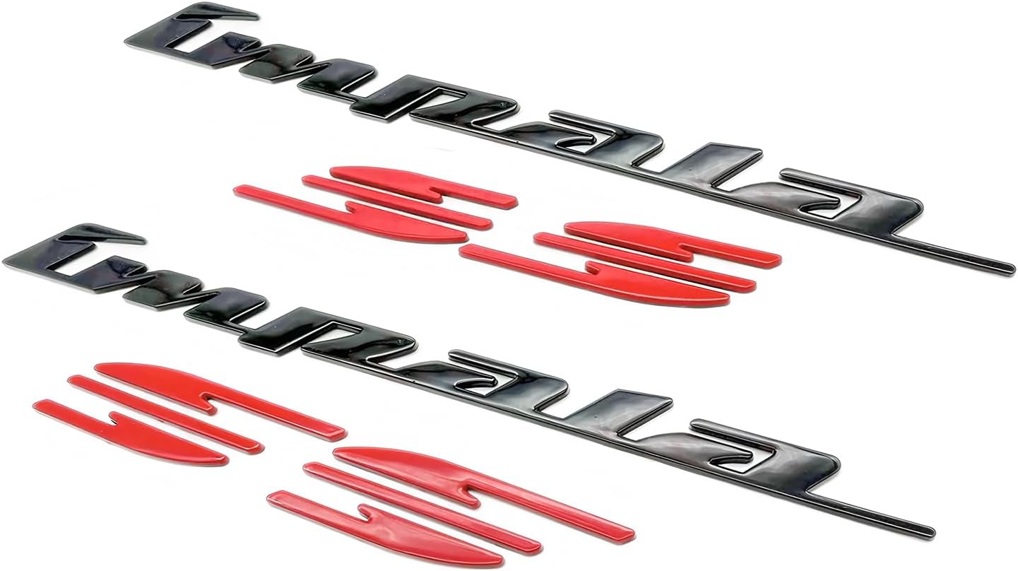 Rear Quarter Panel Emblem Badge Replacement for 1994 1995 1996 Impala Ss 2Pcs (Black Red)