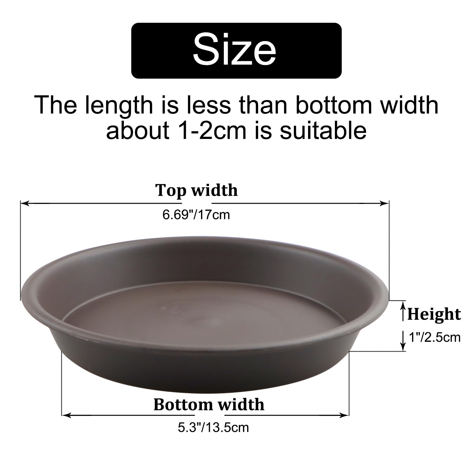 LIKOSO 5 Pack Plants Saucers, Plastic Plant Pot Saucers, Flower Pot Drip Trays for Indoor and Outdoor Plants - Brown,17 CM - Image 2