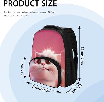 Cat Kids Backpack for Girls 8-10 Multi-functional Lightweight Rucksack with Adjustable Straps Fashion Large Capacity Daypack
