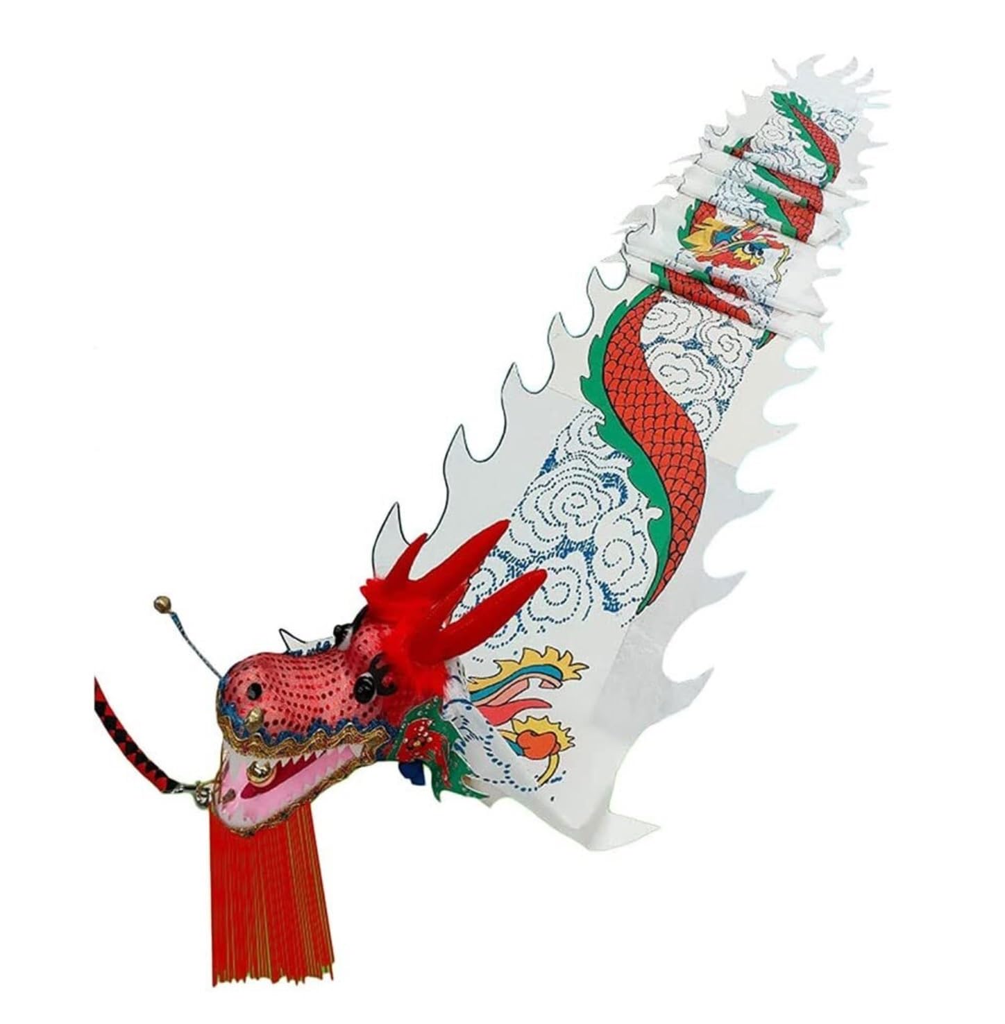 BJfhRH Outdoor Sports Traditional Chinese Dragon Dance Ribbon Streamer For Outdoor Fitness Party Stage Performance Prop Festival Celebration(White,10m)