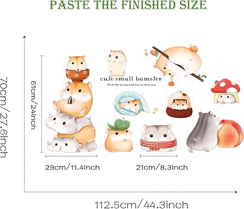 Miniatura 6 de Bunch of Cute Small Hamsters Wall Stickers, sacinora Cartoon Animal DIY Wall Decal Vinilo extraíble Peel and Stick para niños, bebé, sala de estar,