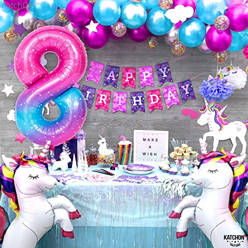 Image of Katchon, 40 Inch Rainbow Number 8 Balloon For 8th Birthday Decorations