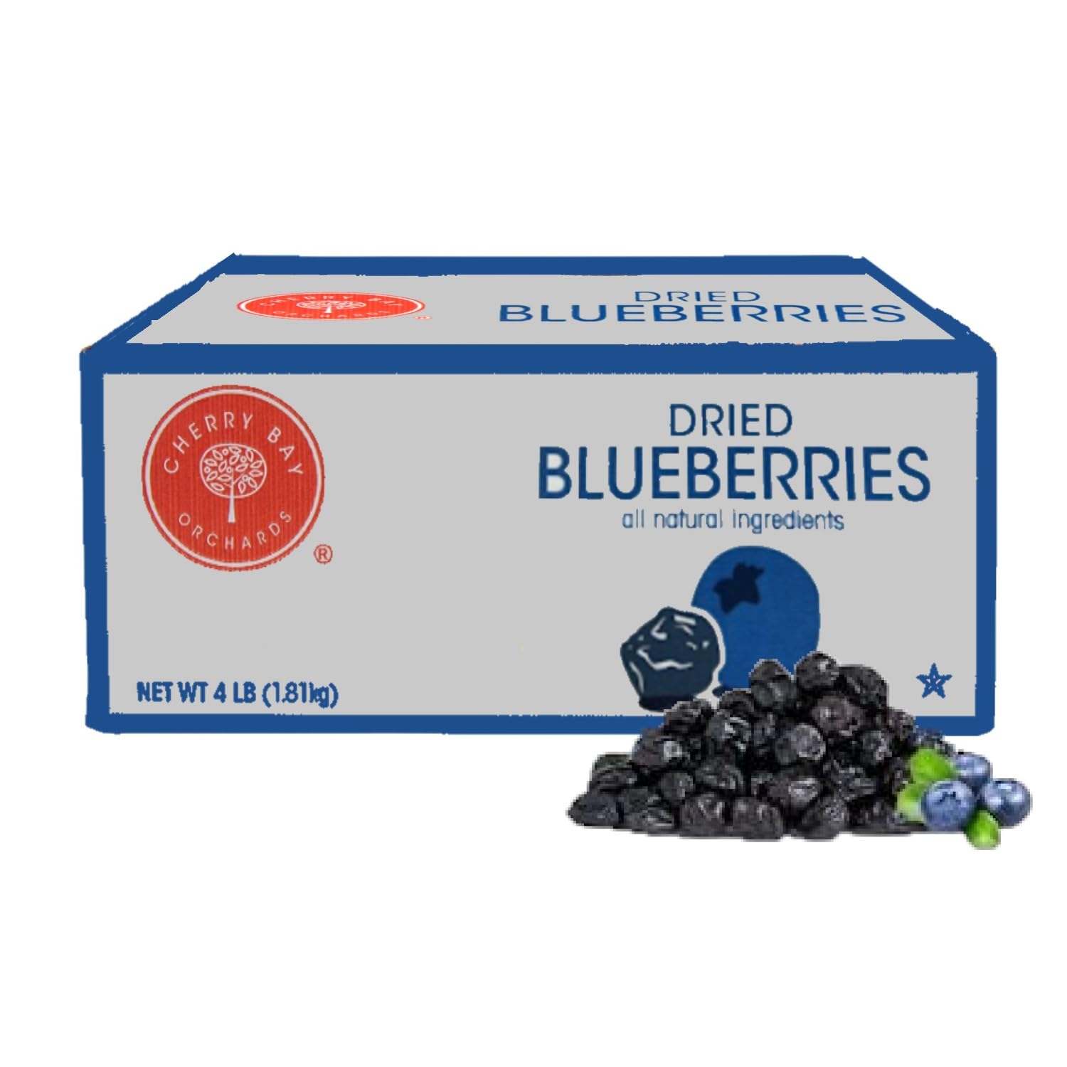 Sweetened Dried Blueberries, 4 lb Bulk Box – All Natural USA Grown Dried Blueberries, Gluten Free, Non-GMO, Kosher, No Additives, Antioxidant Fruit Snack & Baking Ingredient