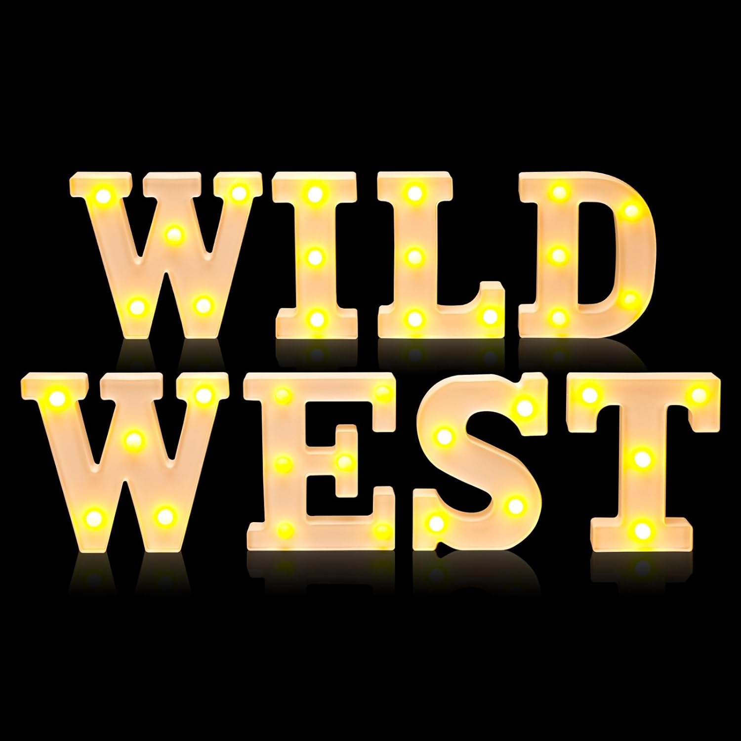 Aurelema Western Party Decorations Wild West Light up Letters Sign West Cowboy & Cowgirl for Birthday Western Baby Shower Party Tabletop Decor Photo Props Supplies