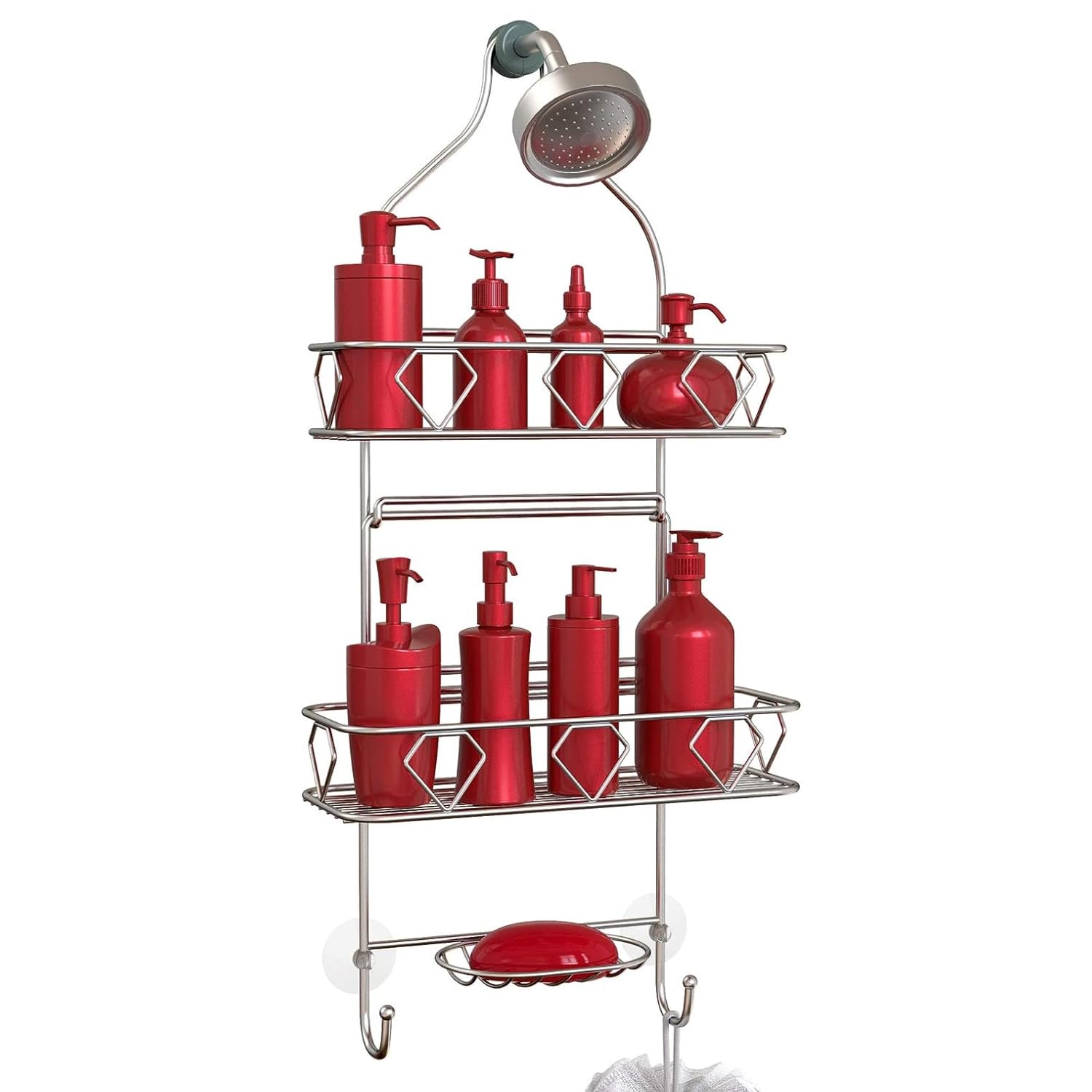 Vdomus 3 Tier Premium Hanging Shower Caddy Bathroom Shower Organizer Shower Rack With Soap Holder 11.6x 5x24.2 Mesh Bathroom Shower Head Organizer Shelf for Shampoo and Soap, Upgraded 2nd Edition