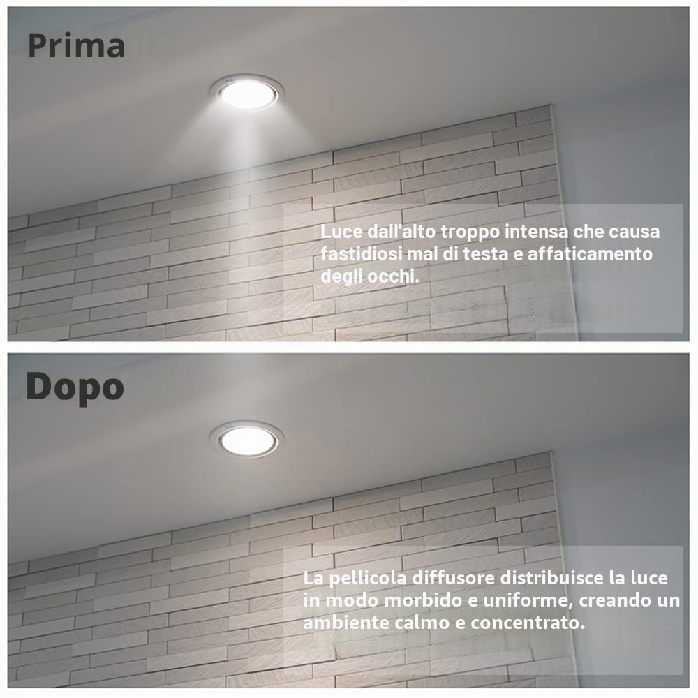 Diffusore di Illuminazione Adesivo per Otturazione 21x30cm, Foglio Diffusore per Addolcimento Luci LED, Confezione da 3