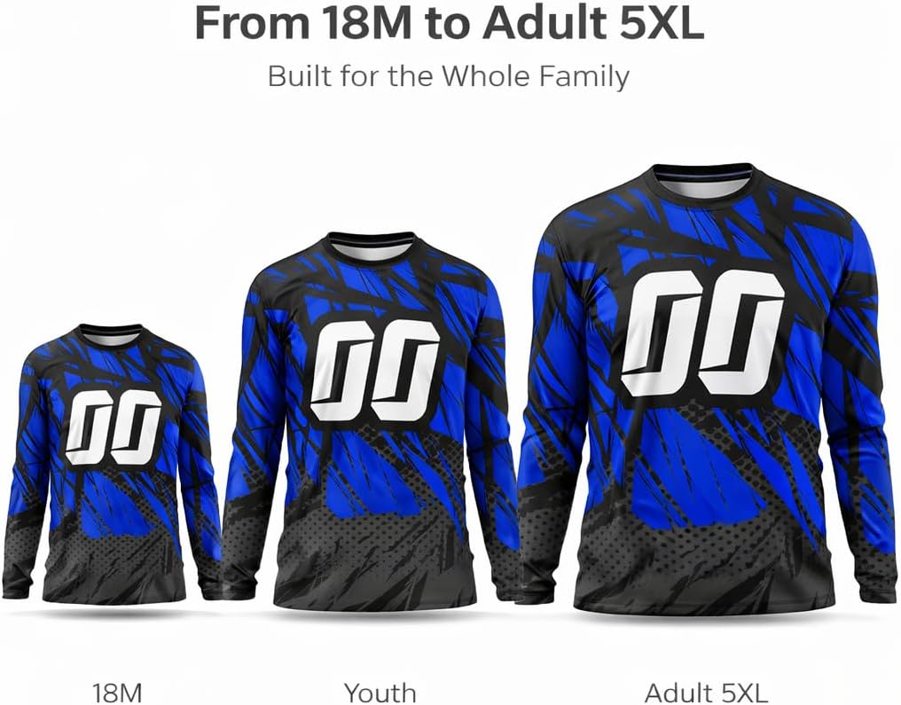 Motocross & BMX Jersey – Personalized Name & Number – Lightweight Breathable Racing Shirt for Men, Women & Youth – 18M to Adult 5XL – Race Collection