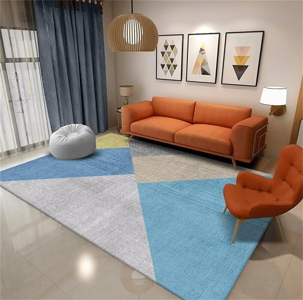 Descente de lit 50x80cm lavable tapis grande taille bleu et moderne