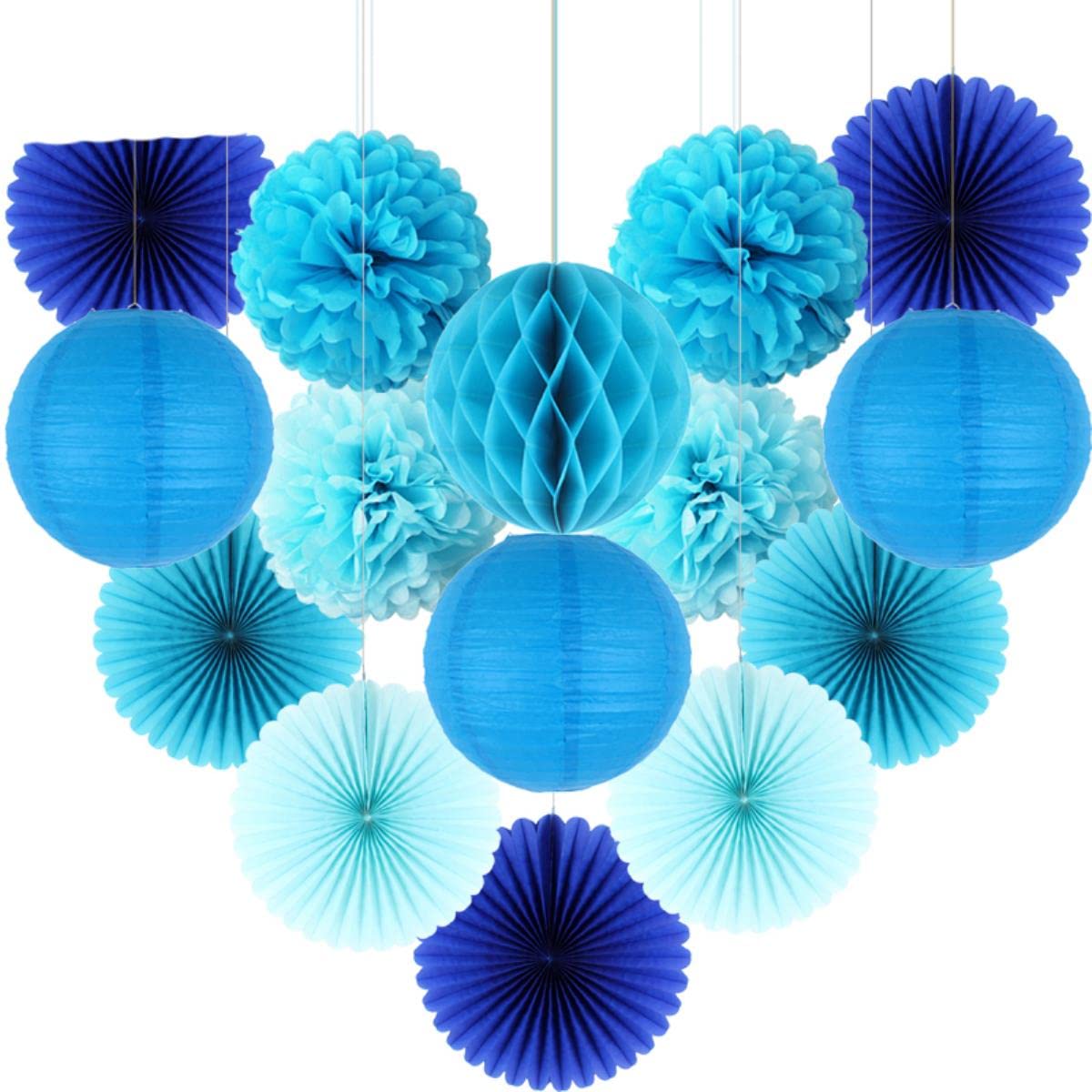 15 unids/lote linterna de papel colgante decorativa papel tisú abanico pompones flor nido de abeja bola fiesta de cumpleaños guardería decoraciones de bricolaje-C, 10 pulgadas (25 cm)
