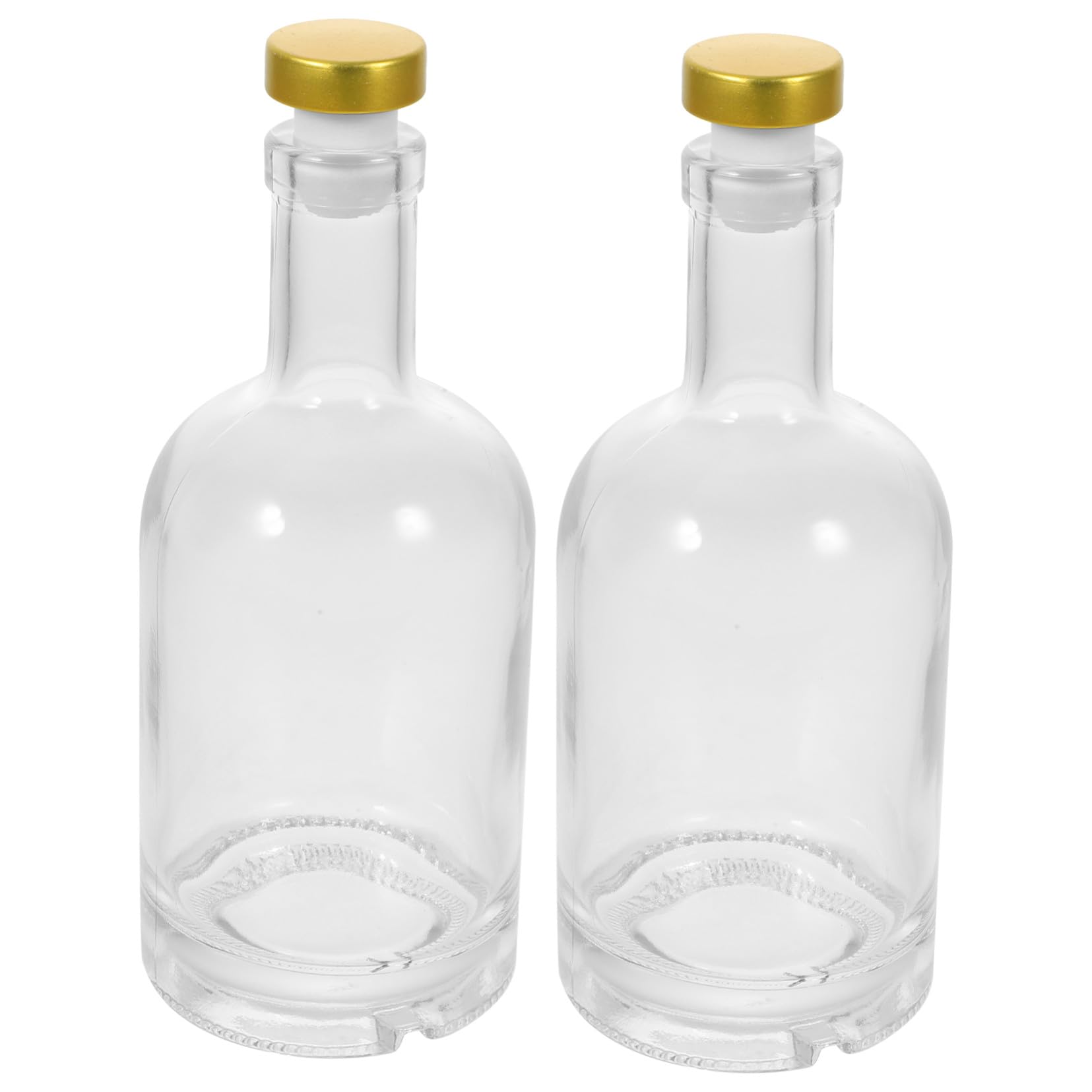 SECFOU Dickwandige Glasflaschen Leicht zu Gießen und Reinigen 375ml 2 Stück-pack Wodkaflaschen mit Weitem Öffnung und Schraubtextur Boden Zufällige Farbe für Riegel Undhause