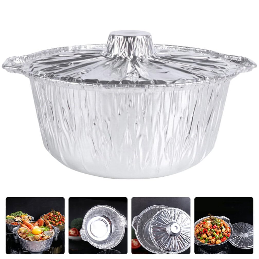 BESTonZON 2 Pezzi Teglie In Alluminio USA E GETTA - Con Coperchio, Antiaderenti Per Barbecue E Forno - 6