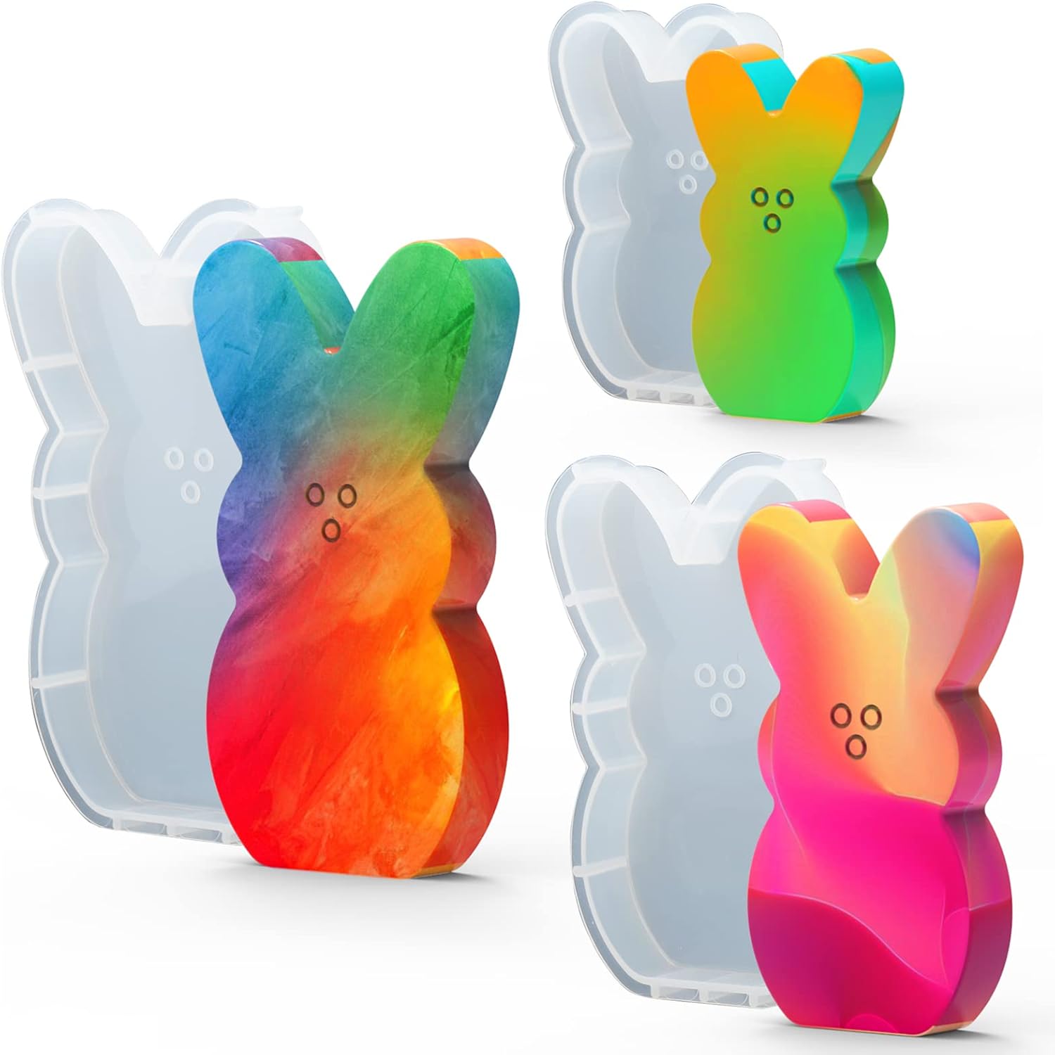 Juome Easter Resin Molds Silicone, 3Pcs Resin Bunny Shape
