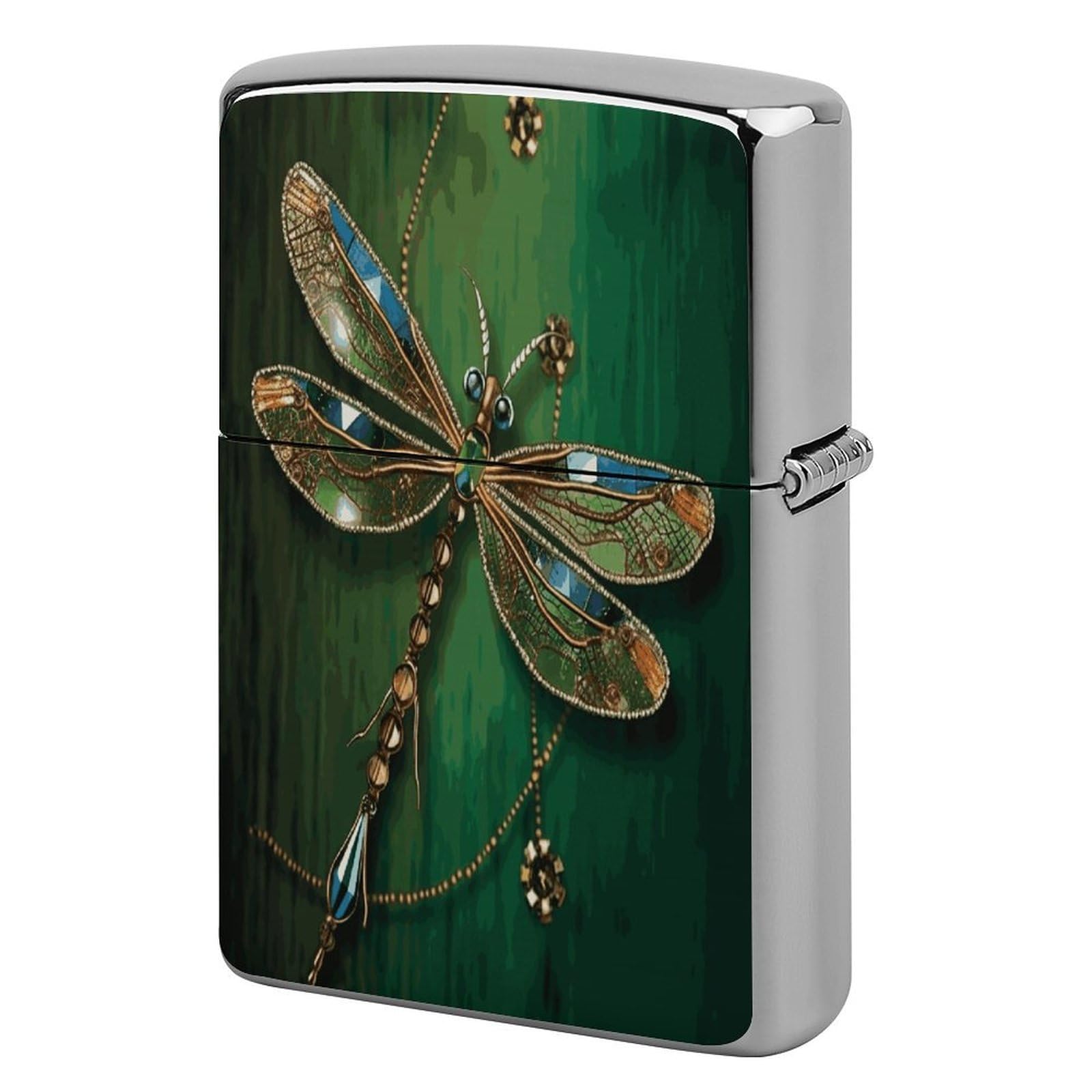 Fekiloot Style Jewel Dragonfly Lighter Case Cover Metal Lighter Case