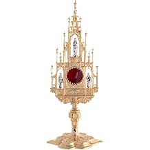 Holyart Monstrances, Chapel monstrances, Reliquaries in Metal Gothic Style Reliquary, cast Brass H 20"