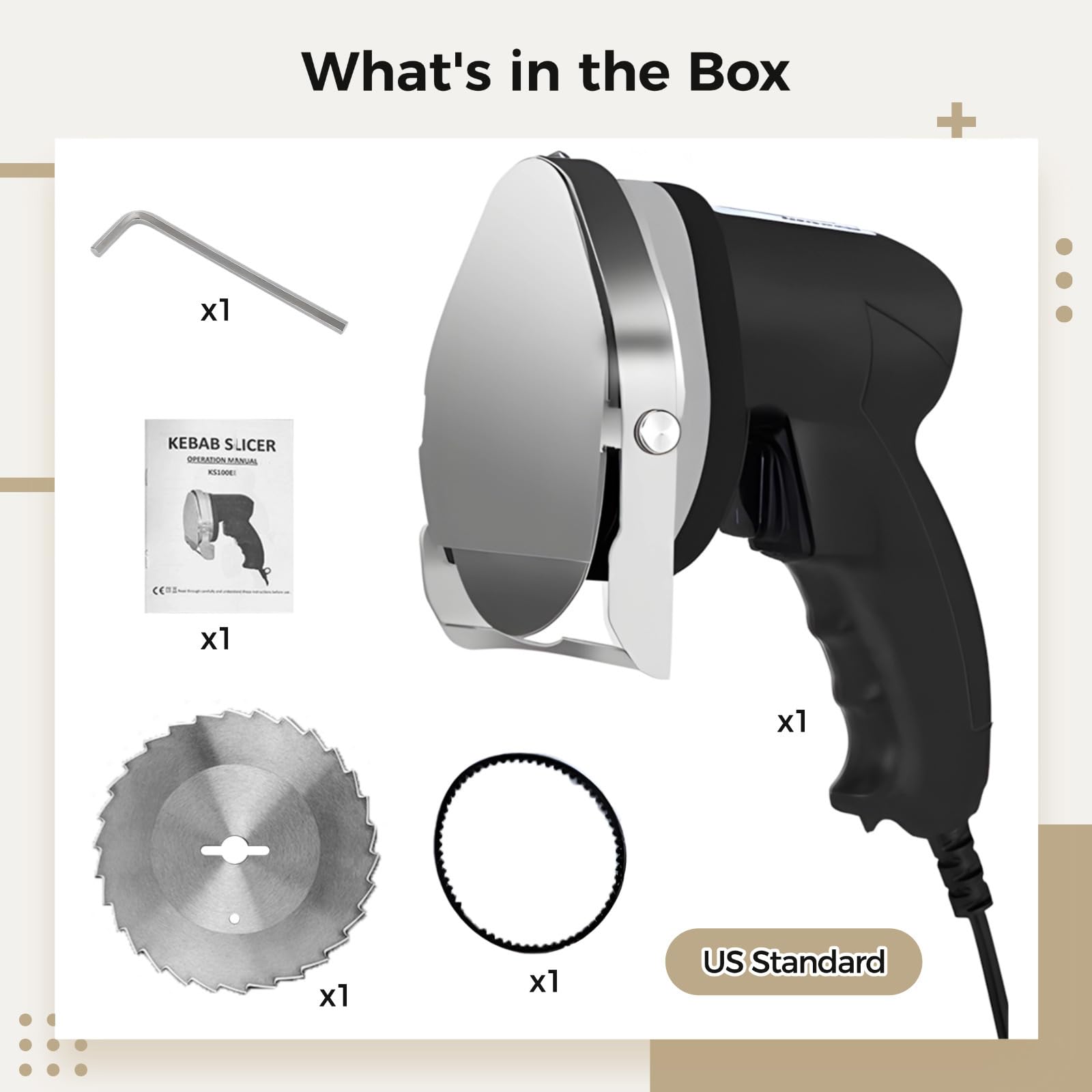 LUMINFLY Stainless Steel Electric Kebab Cutter, 4-Inch Blade, Adjustable Thickness 0-8Mm, 2800-3000 RPM for Shawarma, Rotisserie, Gyros