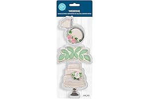 International Wedding Cake, Diamond Ring, and Eucalyptus Leaf Cookie Cutters Set