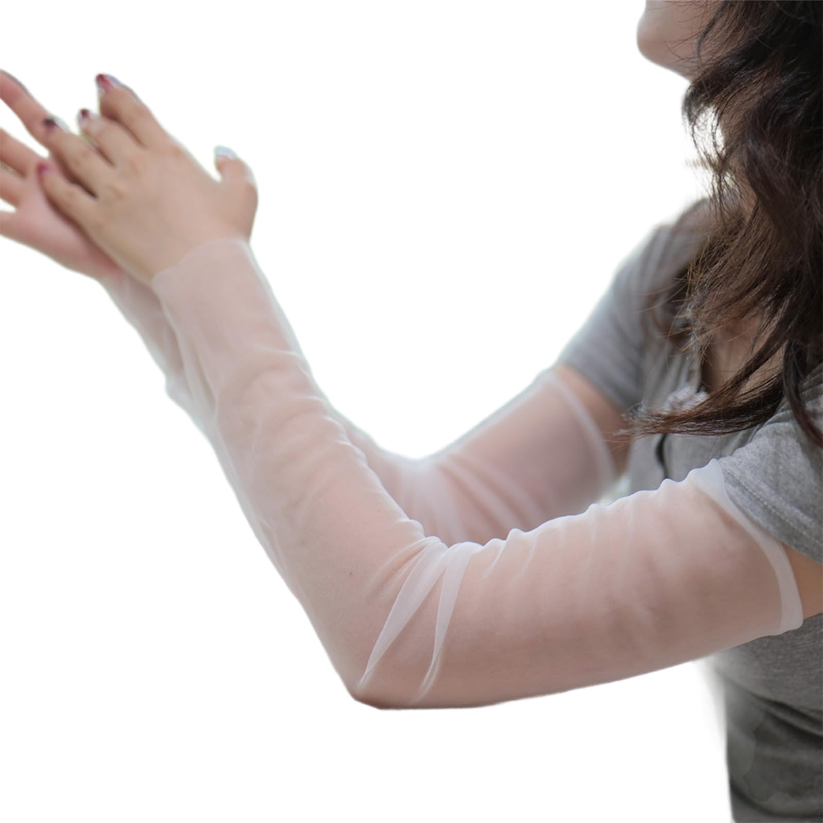 MICFENY Nylon Cooling Arm Sleeves With Sun Protections Sheer Mesh Seethrough ArmCover For Cycling Driving Outdoor Activity