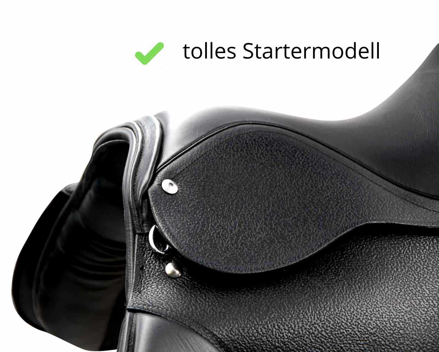 AMKA Sattel für Pony aus Leder schwarz Weite Kammer