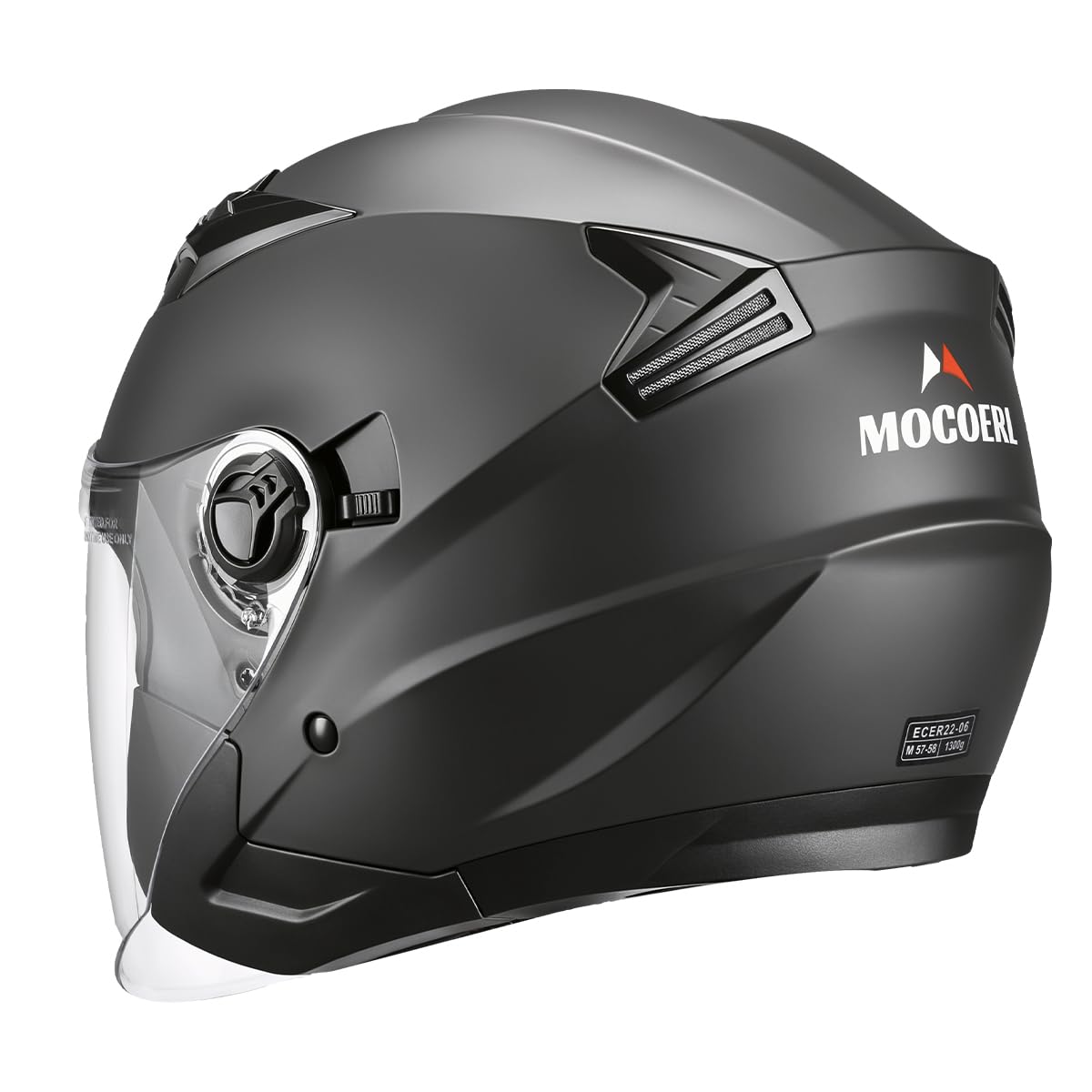 MOCOERL Cascos Jet para Hombre y Mujer Casco de Motocicleta Casco Scooter Doble Visera Homologación ECE2206 Negro Adulto Vintage 3/4 Casco