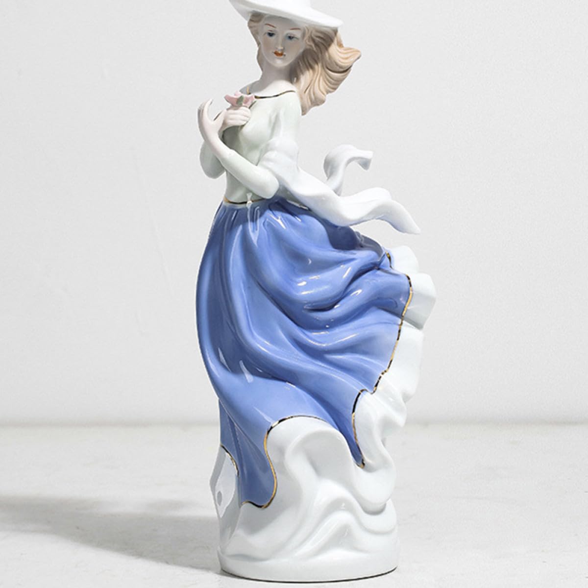 Homoyoyo Figura de Cerámica Azul Estilo Europeo para Decoración de Escritorio, Artesanía Hecha a Mano Diseño Único para Adornar el Hogar