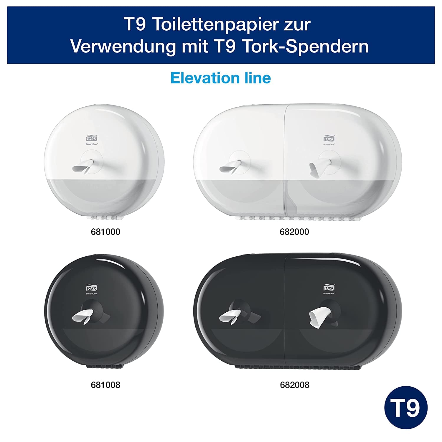 Tork SmartOne Mini Toilettenpapier Weiß T9, Advanced, 2-lagig, 12 × 620 Blatt, 472193