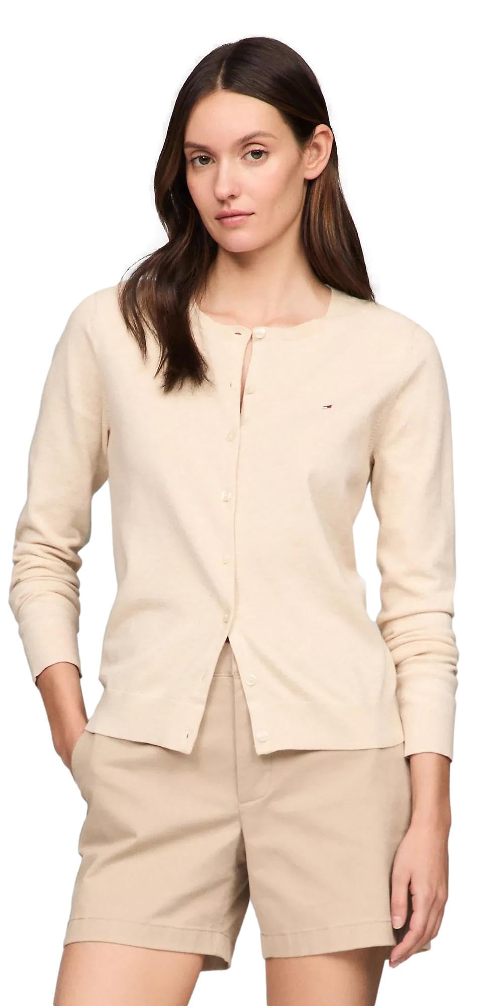 TOMMY HILFIGER Womens Solid Cardigan Sweater with Regular Buttons Collection 2025