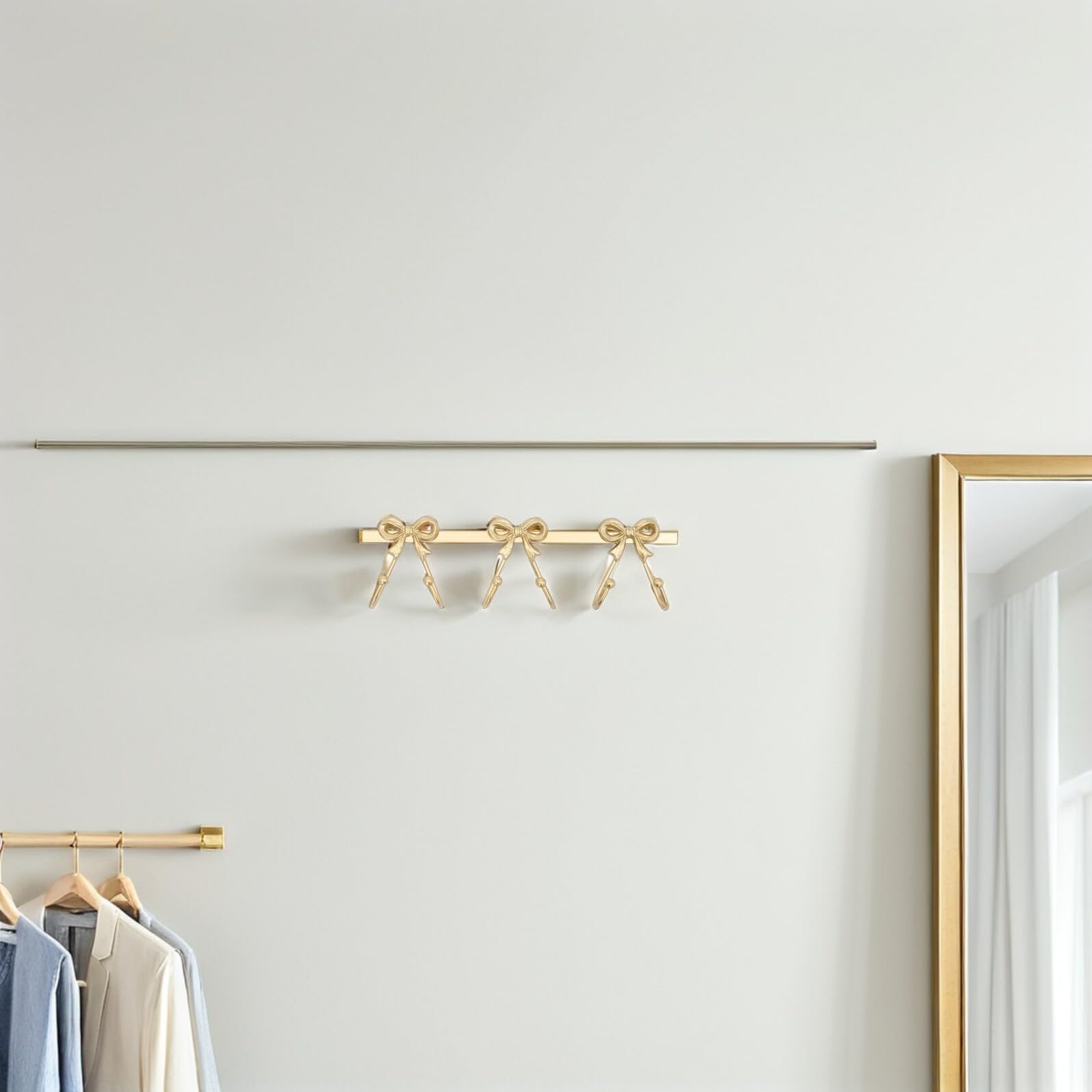 Gancio Da Parete Fiocco Dorato Appendiabiti in Metallo Per Accappatoi e Borse Organizer Rustico Per Bagno e Ingresso Facile Installazione Parete