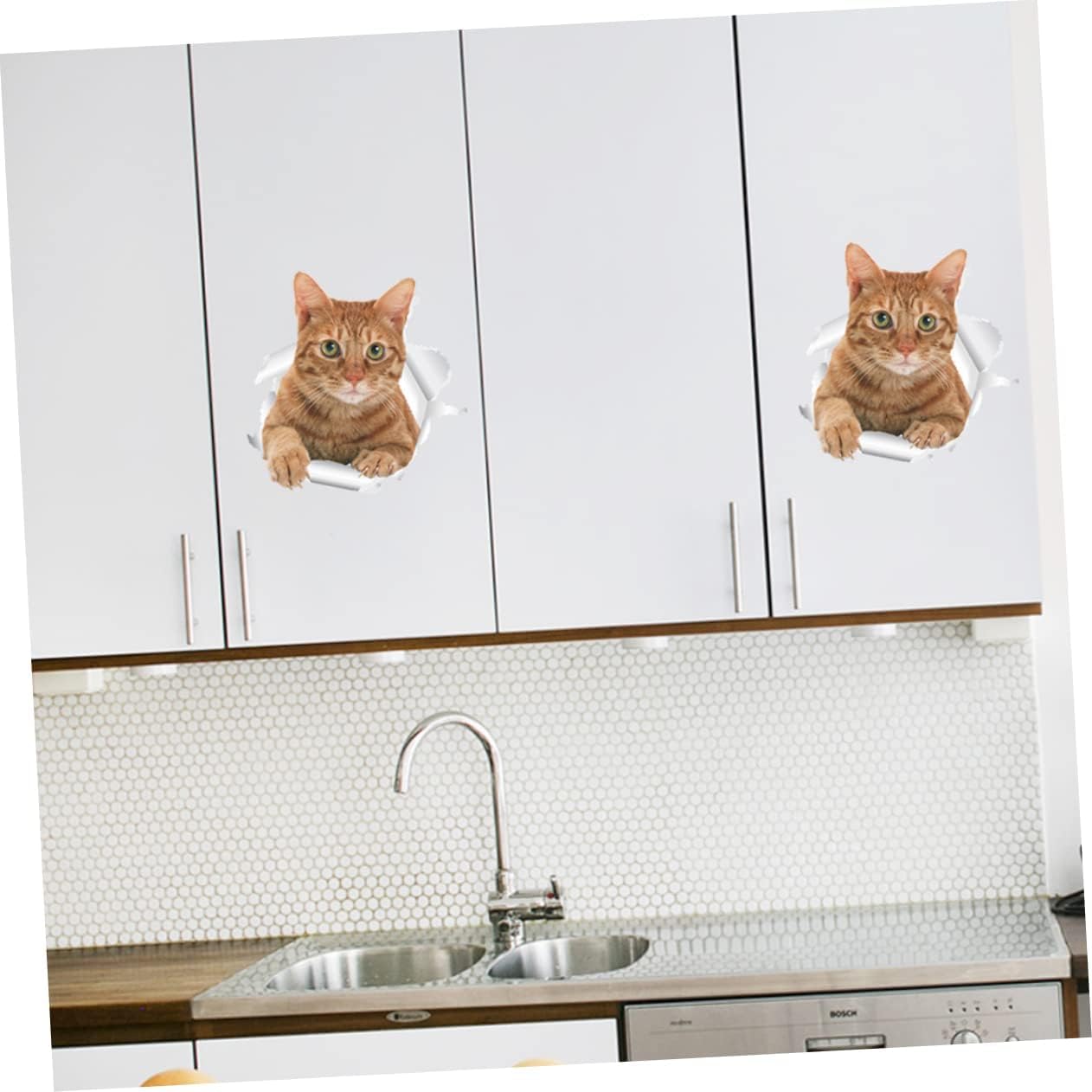 Pegatinas de pared de gatos 3D póster gato oficina decoración de baño baño caja de arena gato calcomanías de pared y murales niñas animales soporte de papel higiénico pegatinas pegatinas