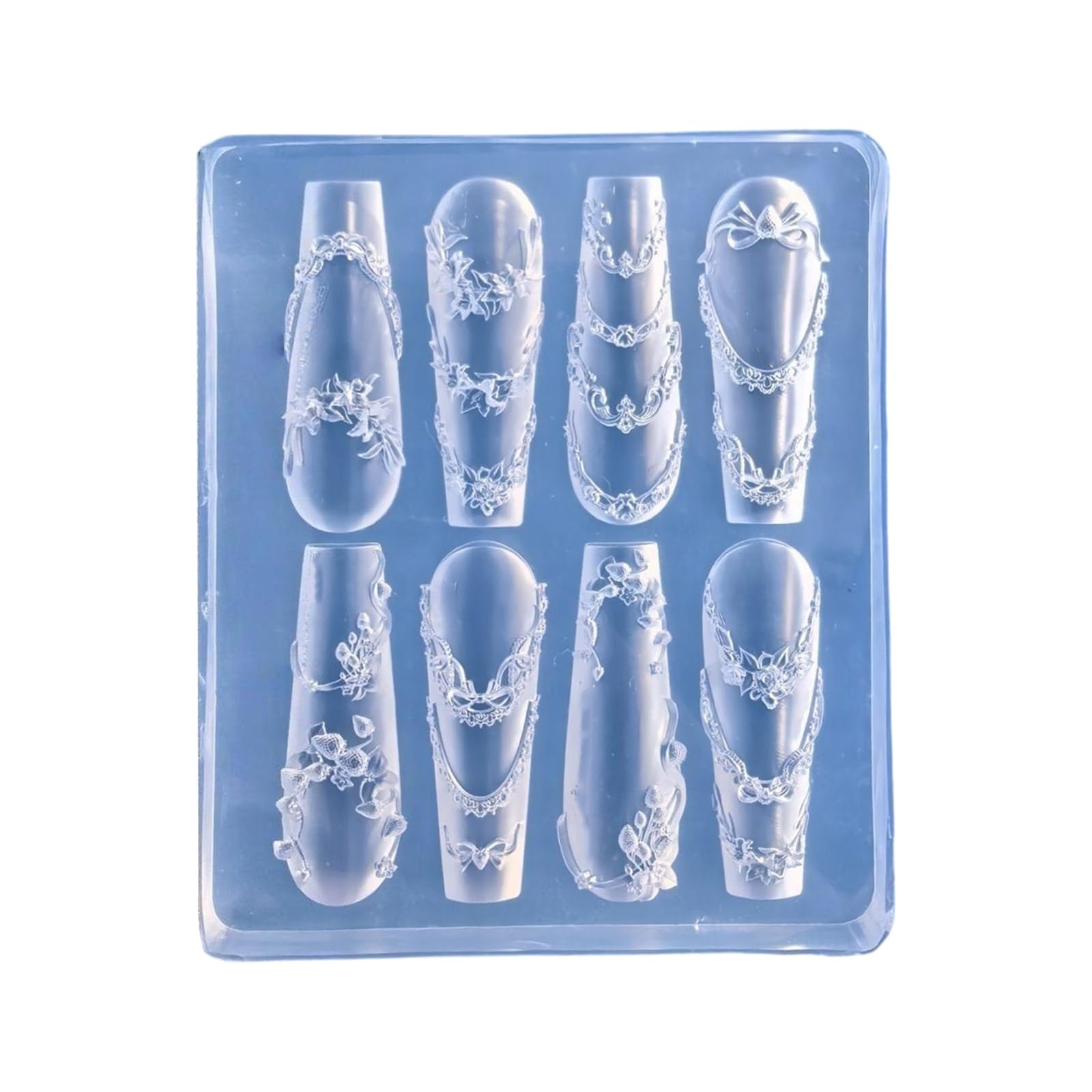 Nails Art Silicone Mold Reusable Frame Template Suitable for Resin Charms Creative Crafting Tool with Detailing Texture Nail Art Silicone Mold