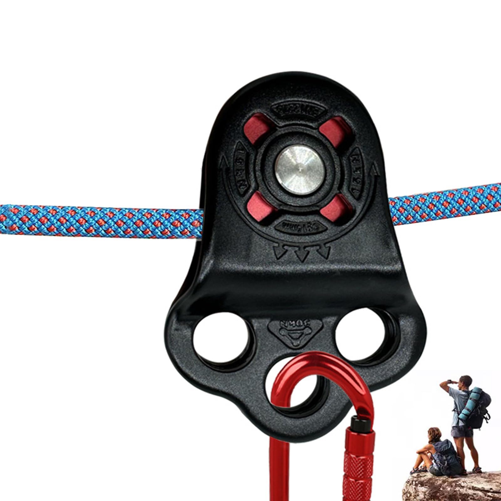 Polea individual de rodamiento de bolas de 30 KN de 3 agujeros para equipo de rescate de transporte de cuerda de 14 mm