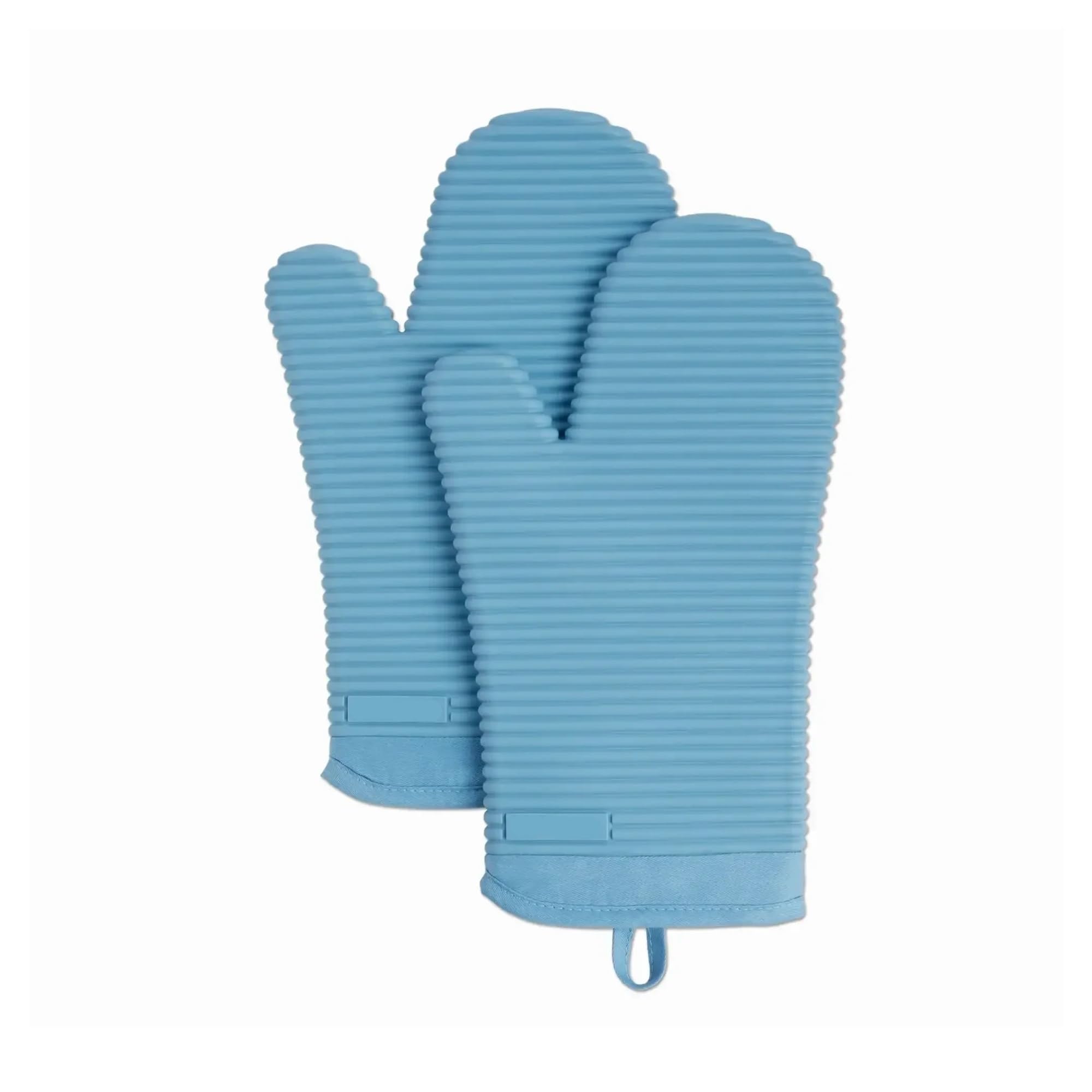 Maniques Four Silicone Souple nervuré 2 pcs, Bleu Velours