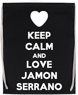 Keep Calm And Love Jamon Serrano Borsa Sportiva con Coulisse Nero Drawstring Sport Bag