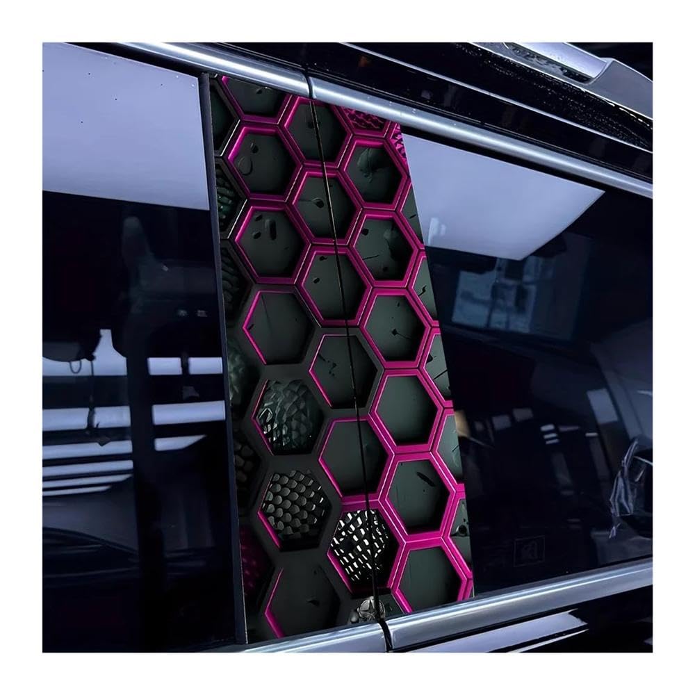 Decorative Items 2pcs Car B-Pillar Decals Future Hexagonal Honeycomb Pattern Auto Center Pillar Waterproof Sticker
