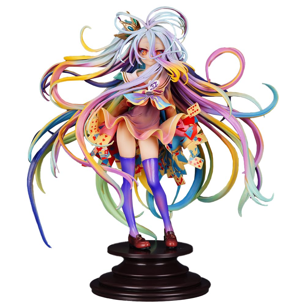 Zhongkaihua No Game No Life Anime Figure Shiro Action Figures Statue Model Colourful Hair Standing Ver 27CM PVC Figurine Statue Model Ornament Collection