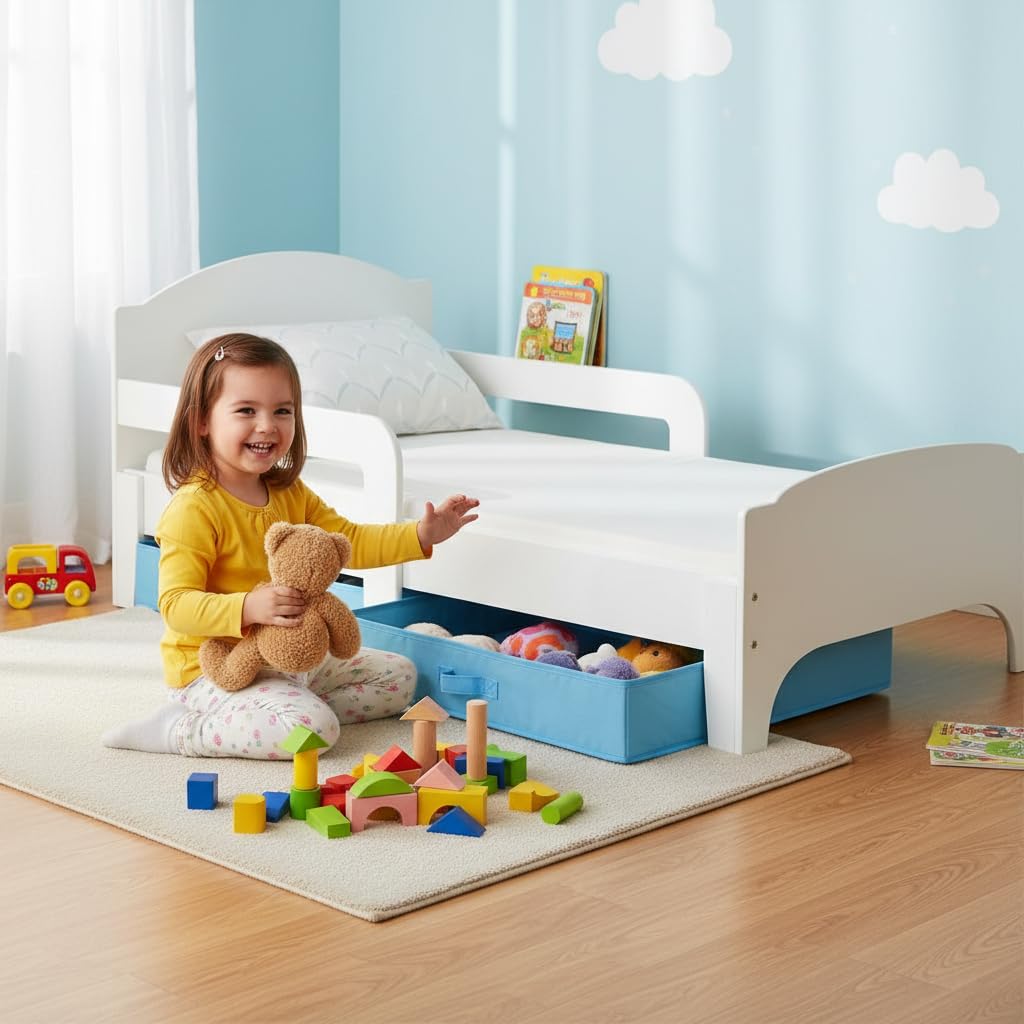 Leomark Moderne Lit d'Enfant 140x70 cm Avec Tiroir et Matelas 2 Pièces