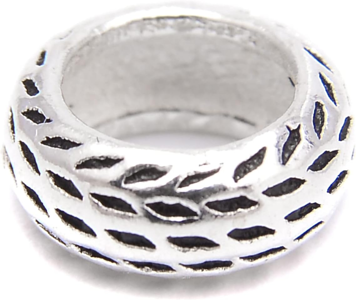 JM Design 925 Sterling Silver Large Hole Rondelle Beads Size 3x7.5mm, 10pcs per Bag for Jewelry Making