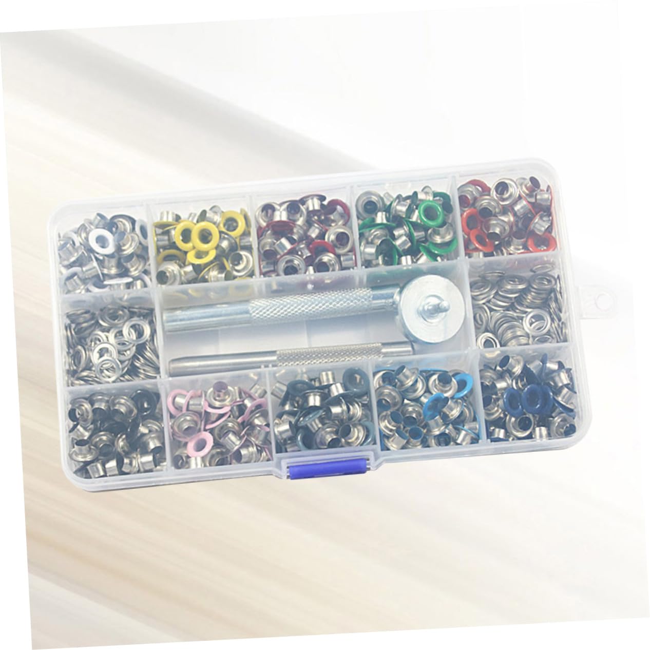 Operitacx 400pcs Grommets Kit with Metal Tools Multi-Color Eyelet Button for Crafts Handbag Shoes and Clothing Punching Tool Kit with Storage Box