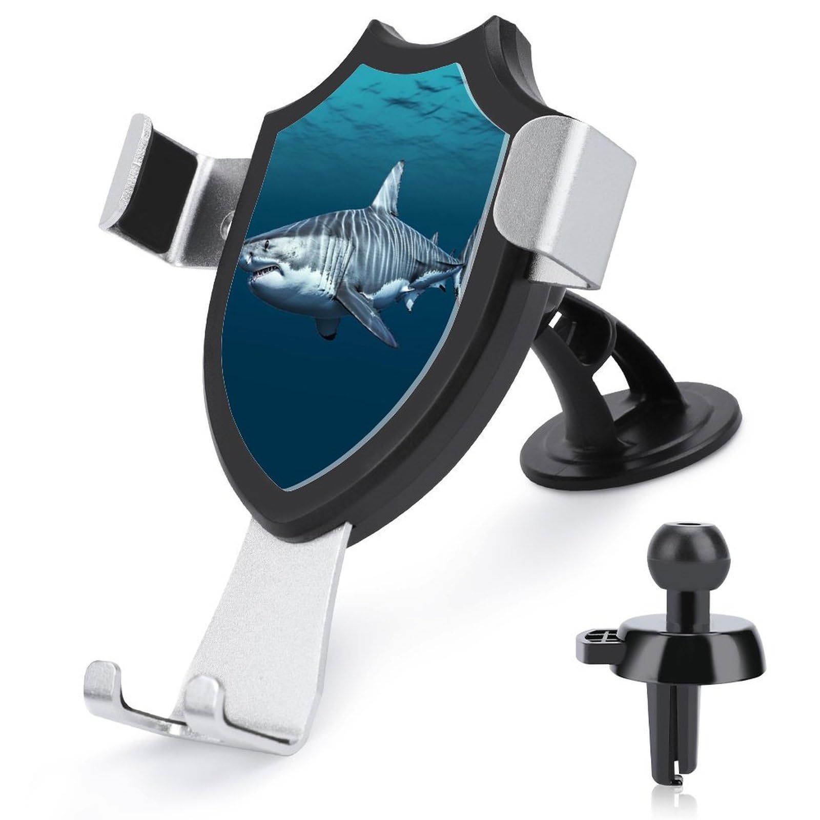 Support téléphone requin blanc métallique orientable pour grille d'aération - 6
