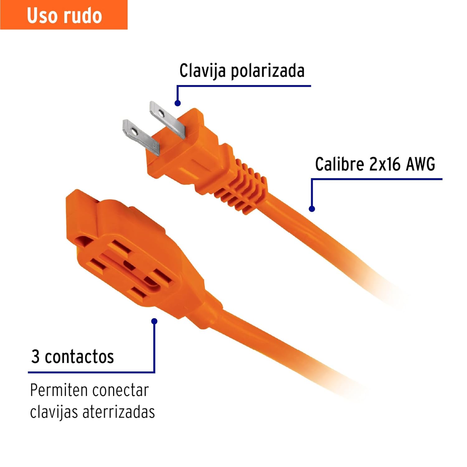 Ruggedized electrical extension, 25 m, 16 gauge, Volteck