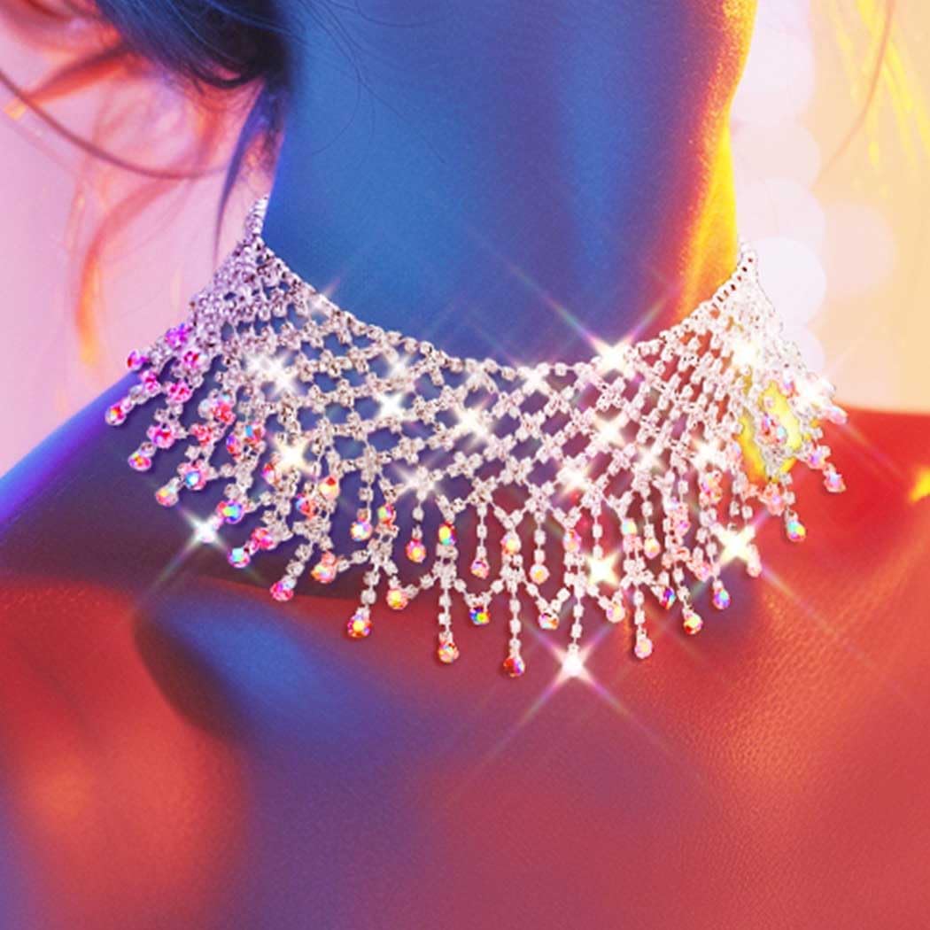 JAKAWIN Silver Rhinestone Choker Necklace Bling Diamond White Chokers for Women - Image 7