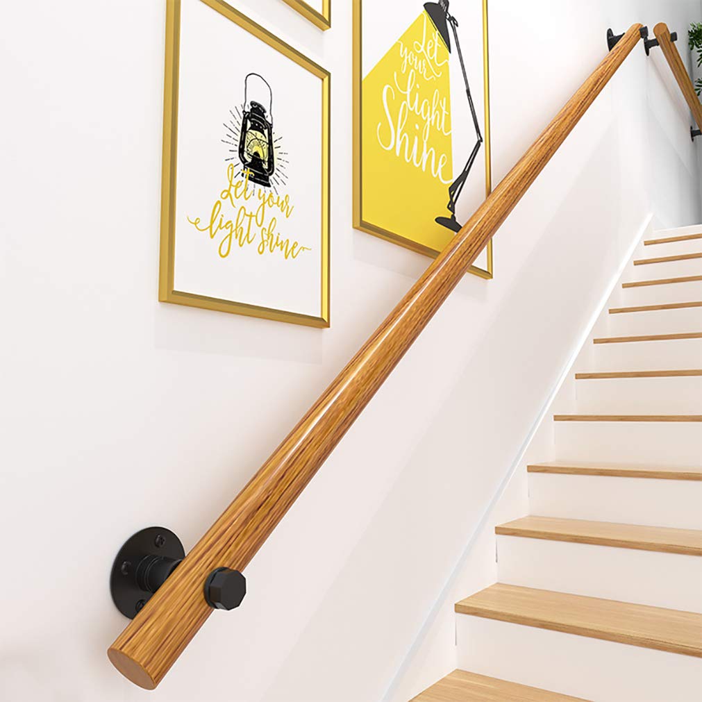 Scala in pino massiccio, kit completo, ringhiera rotonda in legno, lunghezza 250 cm, resistente, per ristrutturazione e sicurezza della casa