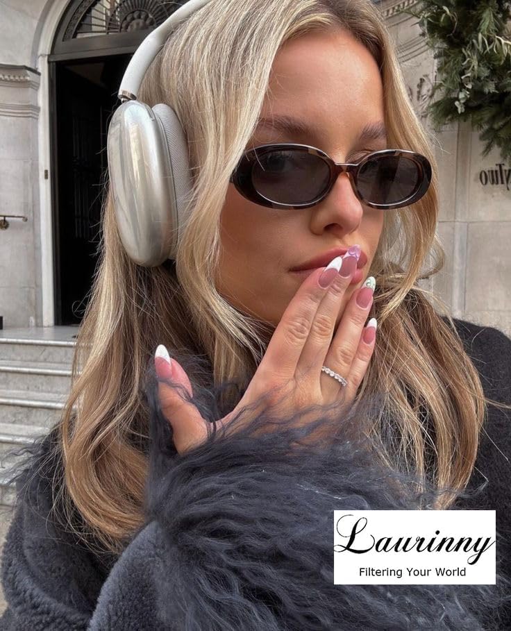 90s Sunglasses for Women Men Retro Small Oval Sunglasses - Image 2