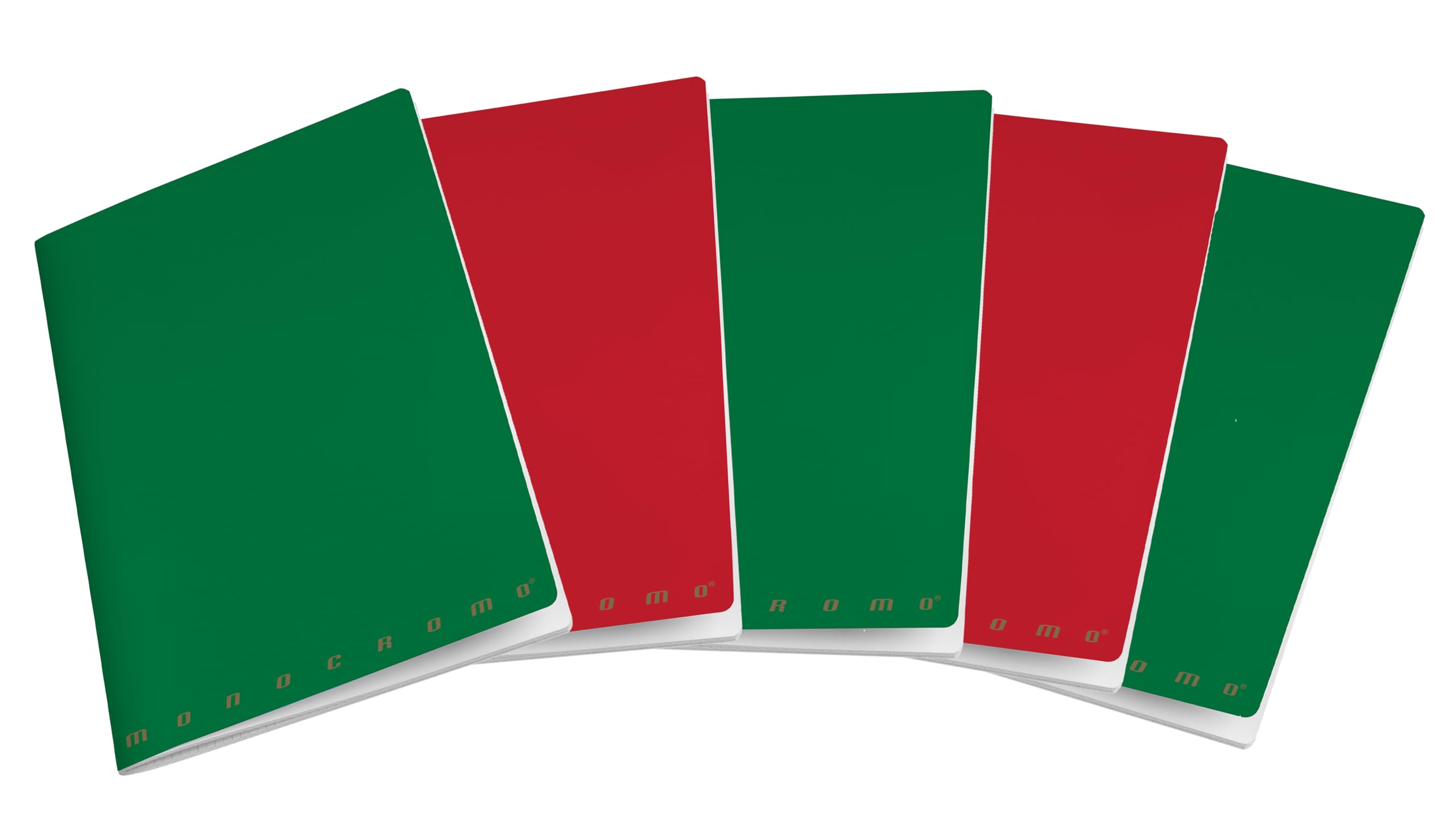 Pigna, Maxi Notebook Monocromo Christmas Edition, Matte Laminated Cover, Format 21 x 29.7, 5 Pieces, Green and Red, 1R Interior, Lined